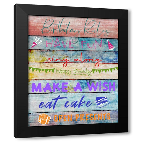 Birthday Rules Black Modern Wood Framed Art Print with Double Matting by Knutsen, Conrad