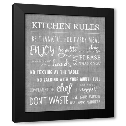 Neutral Kitchen Rules Black Modern Wood Framed Art Print with Double Matting by CAD Designs