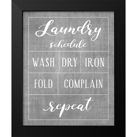 Laundry Schedule Black Modern Wood Framed Art Print by Carpentieri, Natalie