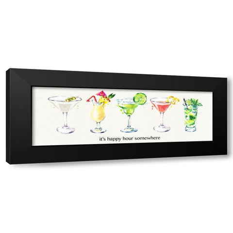 Happy Hour Cocktails Black Modern Wood Framed Art Print by Jill, Susan
