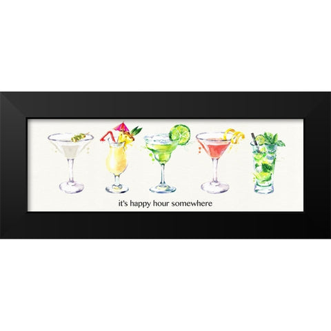 Happy Hour Cocktails Black Modern Wood Framed Art Print by Jill, Susan