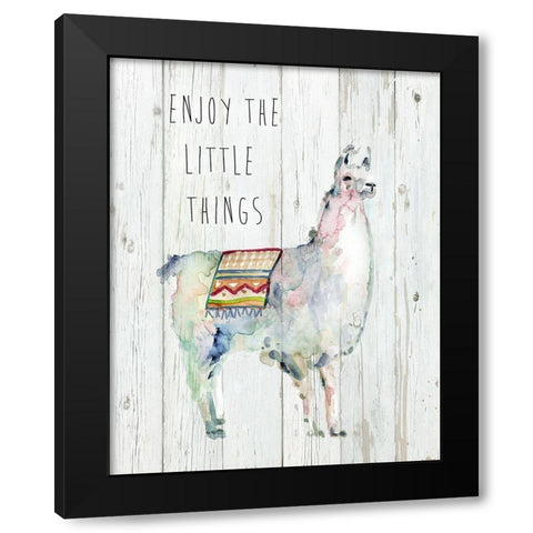 Llama Little Things Black Modern Wood Framed Art Print with Double Matting by Finn, Livi
