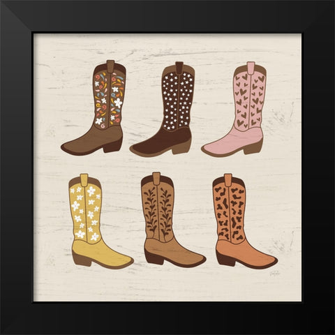 Cowgirl Boots Black Modern Wood Framed Art Print by Carpentieri, Natalie