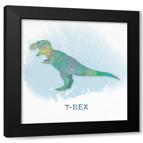 T-Rex Black Modern Wood Framed Art Print by CAD Designs