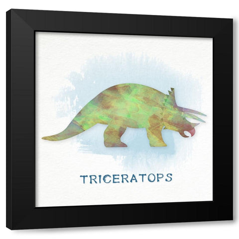 Triceratops Black Modern Wood Framed Art Print by CAD Designs