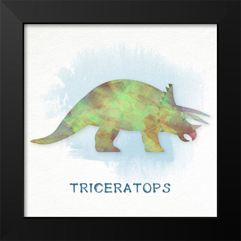 Triceratops Black Modern Wood Framed Art Print by CAD Designs