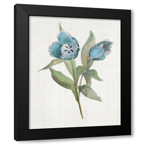 Blue Tulip Picks I Black Modern Wood Framed Art Print with Double Matting by Troise Heidel, Theresa