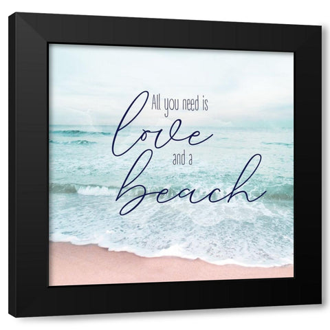 Love and a Beach Black Modern Wood Framed Art Print with Double Matting by Carpentieri, Natalie