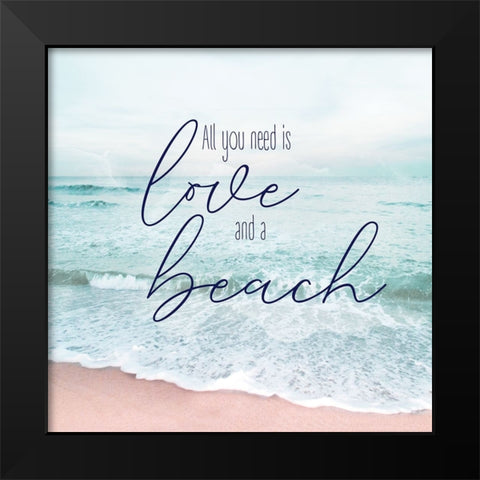 Love and a Beach Black Modern Wood Framed Art Print by Carpentieri, Natalie