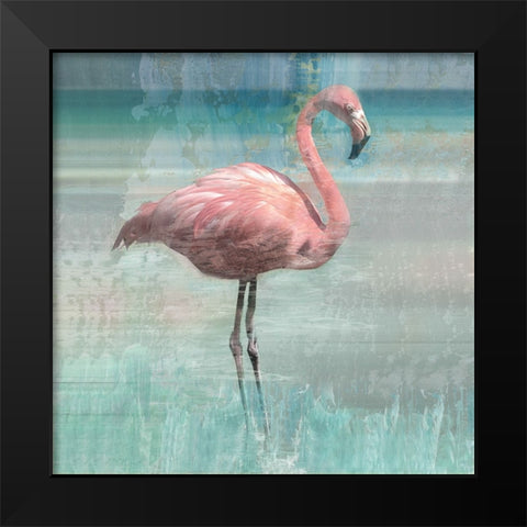 Flamingo Party I Black Modern Wood Framed Art Print by Nan
