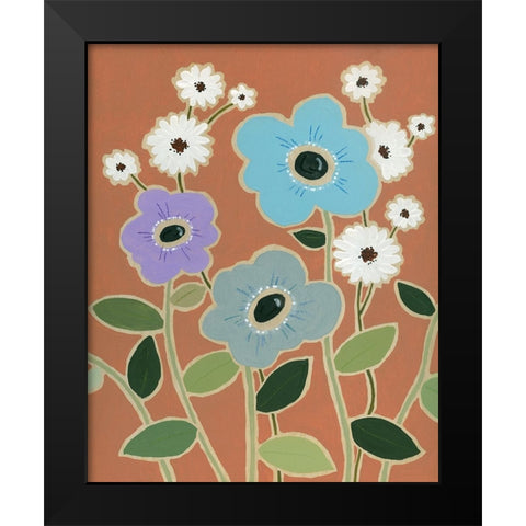 Woodblock Floral IV Black Modern Wood Framed Art Print by Robinson, Carol