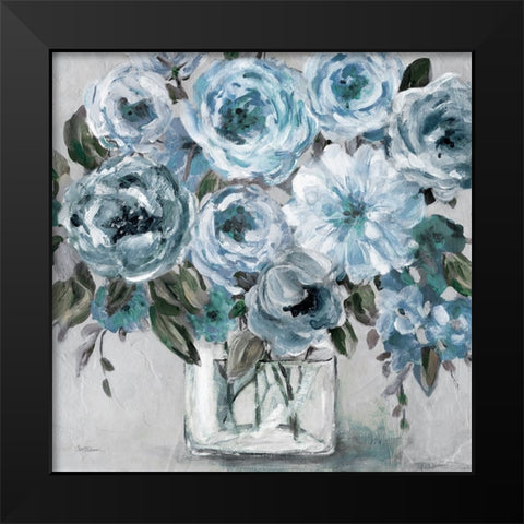 Painterly Blues Black Modern Wood Framed Art Print by Robinson, Carol