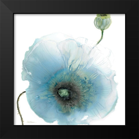 Iridescent Blue Poppy I Black Modern Wood Framed Art Print by Robinson, Carol
