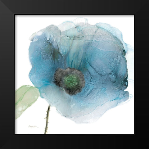 Iridescent Blue Poppy III Black Modern Wood Framed Art Print by Robinson, Carol