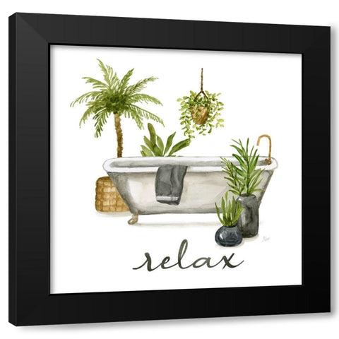 Bathtub Relax Black Modern Wood Framed Art Print by Nan