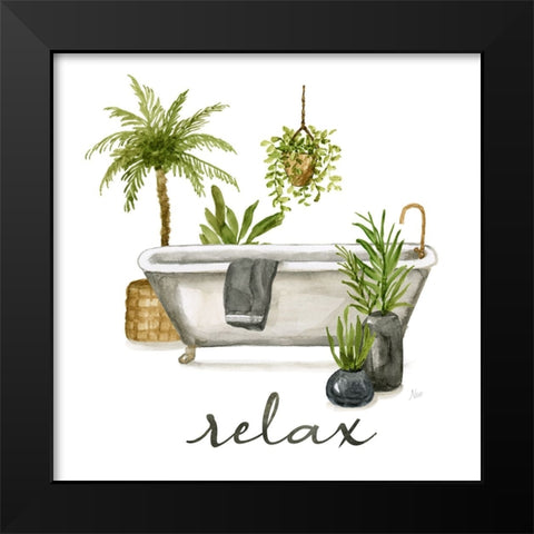 Bathtub Relax Black Modern Wood Framed Art Print by Nan