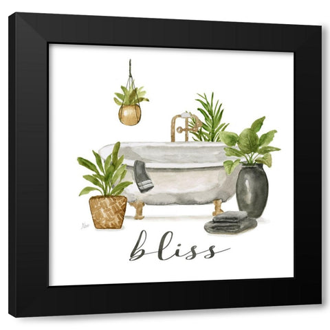 Bathtub Bliss Black Modern Wood Framed Art Print with Double Matting by Nan