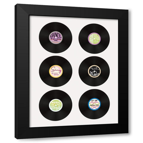 Vinyl Inspiration Black Modern Wood Framed Art Print by Santiago, Daniela