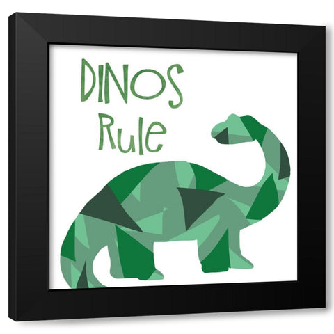 Dinos Rule Black Modern Wood Framed Art Print by Santiago, Daniela