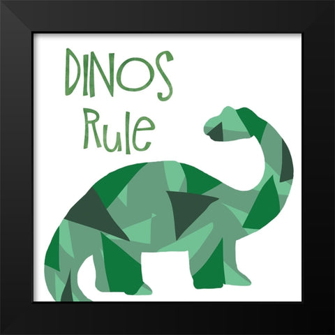 Dinos Rule Black Modern Wood Framed Art Print by Santiago, Daniela