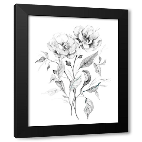 Wild Roses Black Modern Wood Framed Art Print with Double Matting by Robinson, Carol