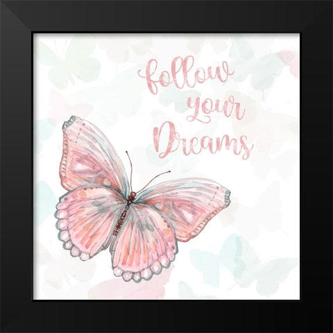 Butterfly Dreams Black Modern Wood Framed Art Print by Robinson, Carol