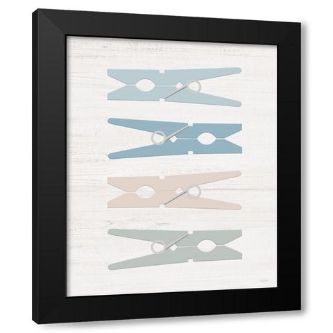 Laundry Pins Black Modern Wood Framed Art Print with Double Matting by Carpentieri, Natalie
