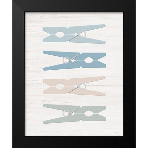 Laundry Pins Black Modern Wood Framed Art Print by Carpentieri, Natalie