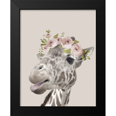 Peek A Boo Giraffe I Black Modern Wood Framed Art Print by Nan
