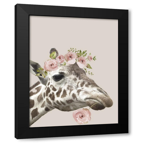 Peek A Boo Giraffe II Black Modern Wood Framed Art Print by Nan