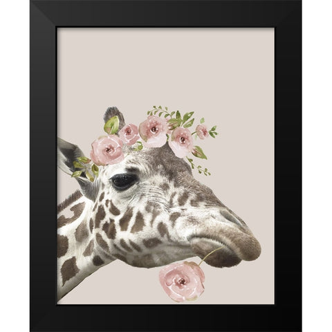 Peek A Boo Giraffe II Black Modern Wood Framed Art Print by Nan