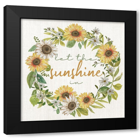 Sunshine Wreath Black Modern Wood Framed Art Print with Double Matting by Nan