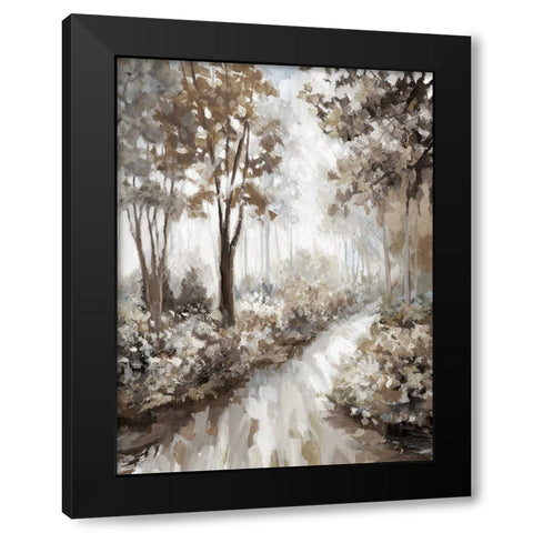 Into the Woods Black Modern Wood Framed Art Print by Nan