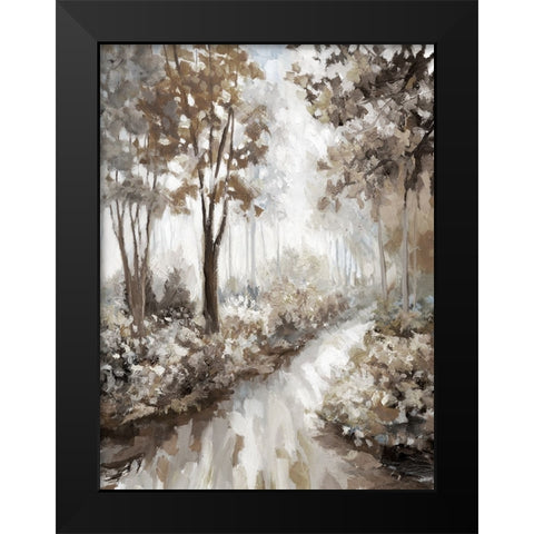 Into the Woods Black Modern Wood Framed Art Print by Nan