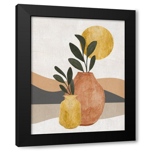 Adobe Moon II Black Modern Wood Framed Art Print with Double Matting by Tava Studios