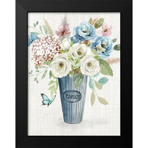 Garden Bouquet Black Modern Wood Framed Art Print by Nan