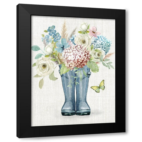 Garden Boots Black Modern Wood Framed Art Print by Nan