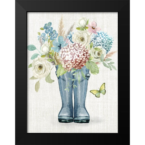 Garden Boots Black Modern Wood Framed Art Print by Nan