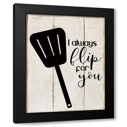Flip For You Black Modern Wood Framed Art Print with Double Matting by CAD Designs
