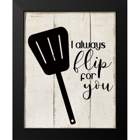 Flip For You Black Modern Wood Framed Art Print by CAD Designs