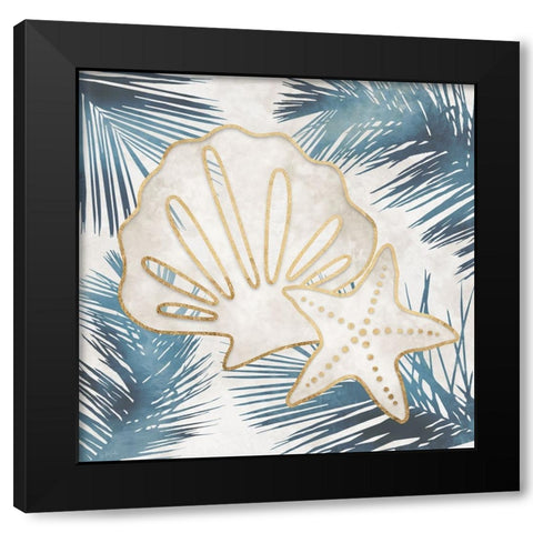 Shells and Palms I Black Modern Wood Framed Art Print with Double Matting by Carpentieri, Natalie