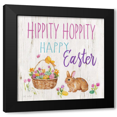 Hippity Hoppity Black Modern Wood Framed Art Print by Swatland, Sally