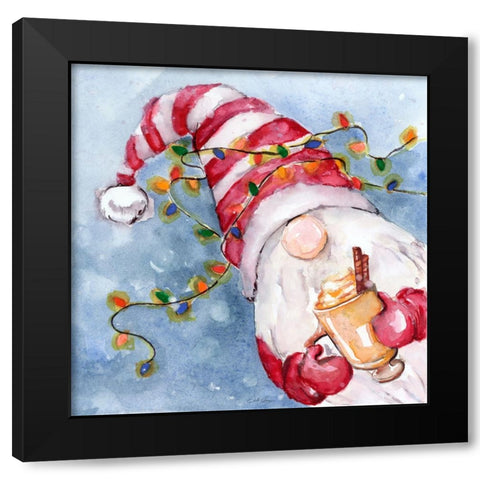 Eggnog Gnome Black Modern Wood Framed Art Print with Double Matting by Chang, Stella