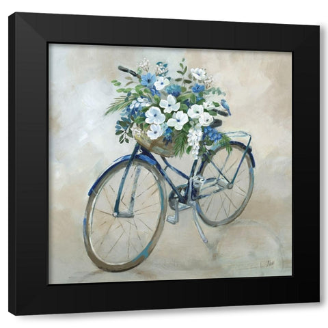 Bluebird Bike Black Modern Wood Framed Art Print with Double Matting by Nan