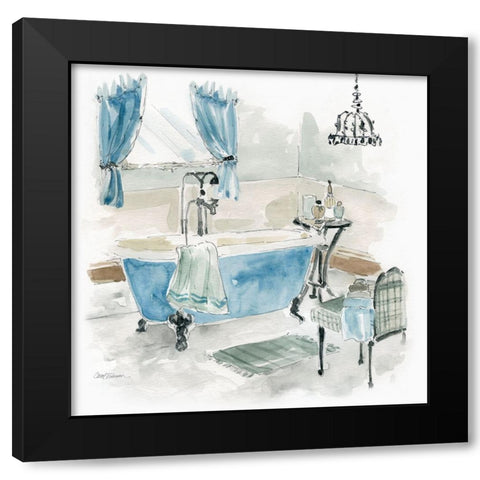 Fancy Cottage Bath I Black Modern Wood Framed Art Print with Double Matting by Robinson, Carol