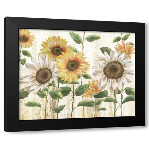 Sunflower Surprise Black Modern Wood Framed Art Print with Double Matting by Nan