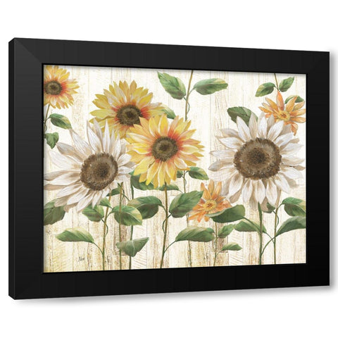 Sunflower Surprise Black Modern Wood Framed Art Print by Nan