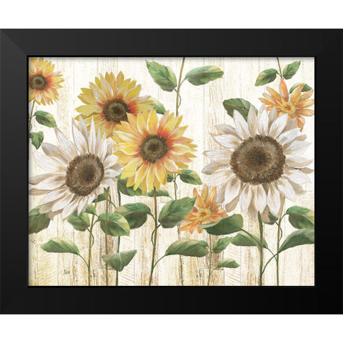 Sunflower Surprise Black Modern Wood Framed Art Print by Nan