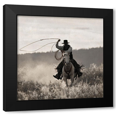 Ponderosa Cowboy Black Modern Wood Framed Art Print with Double Matting by Delimont, Danita
