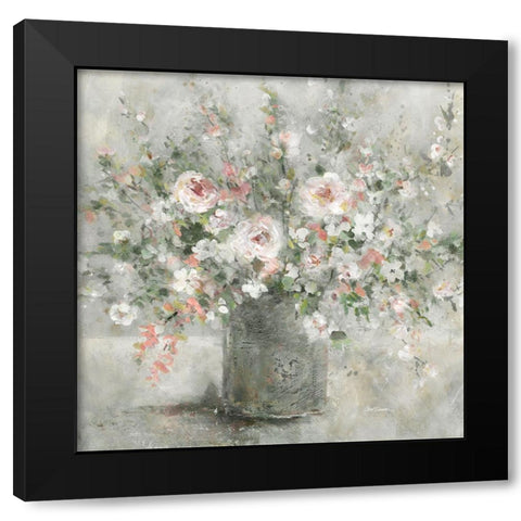 Felicitous Floral Black Modern Wood Framed Art Print by Robinson, Carol